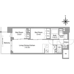 コンフォリア・リヴ大森西【7階】の間取り