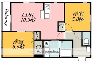 ヘーベルメゾン稲城【303号室】の間取り