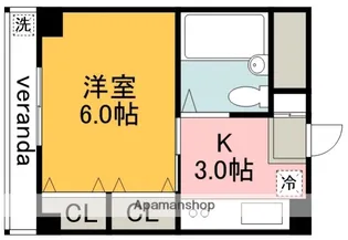 三ツ木コーポ富士見台【212号室】の間取り