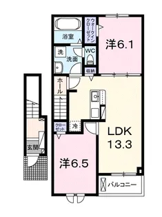 オリュザA【203号室】の間取り
