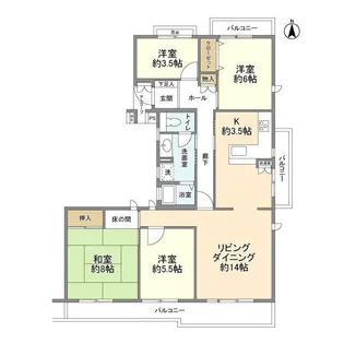 ホームタウン貝取2ー8ー1号棟【5階】の間取り