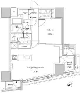 ザ・パークハビオ市ヶ谷イースト【8階】の間取り