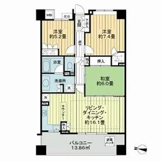 グランフォート用賀【3階】の間取り