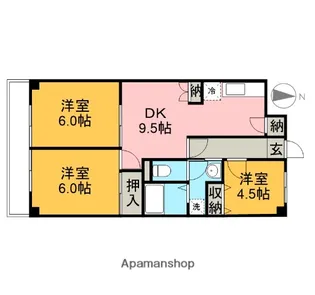 コーポ山中第一【2階】の間取り
