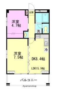 田園ドミール【6階】の間取り