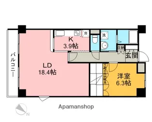 1LDKの間取り画像