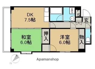 第二宮前平中央ハイツ【2階】の間取り