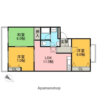 パルセルもえぎ野【3階】の間取り