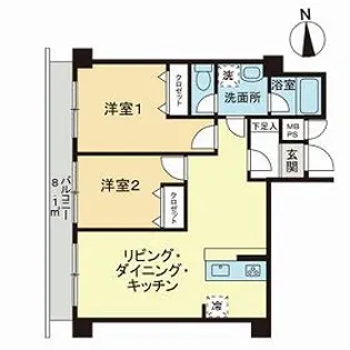 ライオンズマンション江田第3【0202号室】の間取り