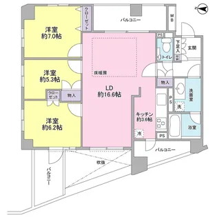 THECENTURYMIYAZAKIDAI【5階】の間取り