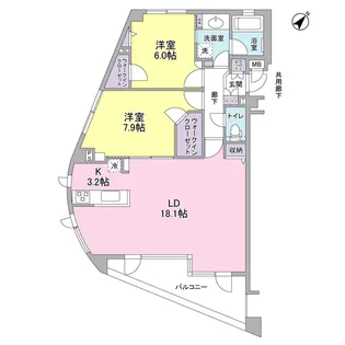 クローバーハウス鷺沼【5階】の間取り