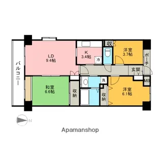 オクトス市ヶ尾1号棟【3階】の間取り