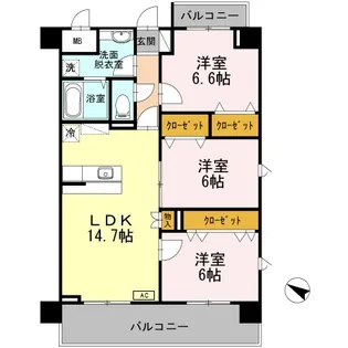 PLAZA池尻1【6階】の間取り