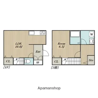 神奈川県相模原市南区鵜野森1丁目【テラスハウス】の間取り