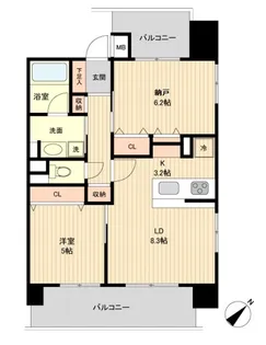 グラディート町田【9階】の間取り