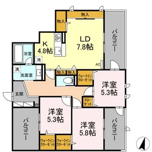 GRACE COURT YAMATO【3階】の間取り