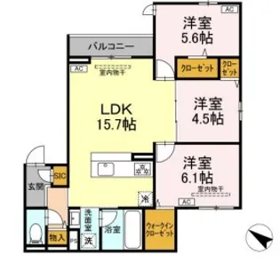 ドムスクレスト中町【3階】の間取り