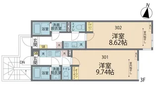 カインドネス相模大野【302号室号室】の間取り