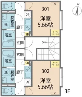 カインドネス相模大野EAST【301号室号室】の間取り