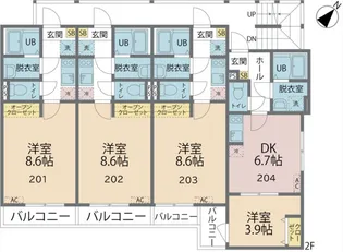 カインドネス相模大野Ⅱ【204号室号室】の間取り