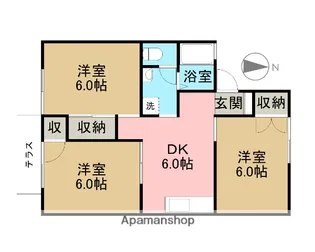 神奈川県相模原市緑区二本松3丁目【アパート】の間取り