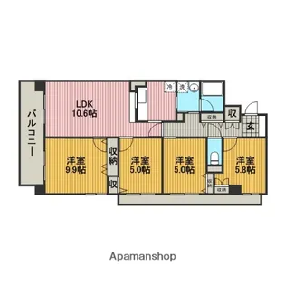 神奈川県相模原市南区東林間5丁目【マンション】の間取り