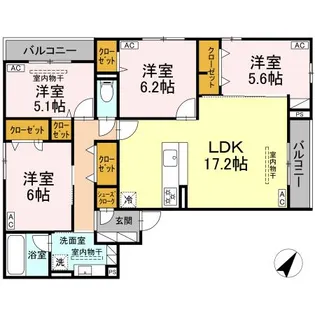 ASSETーCOURT中町【3階】の間取り