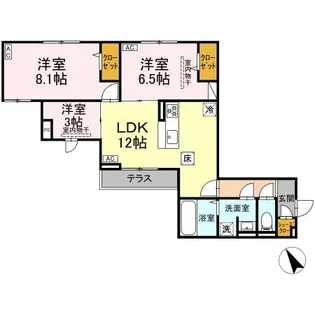 ドムスクレスト森野【1階】の間取り