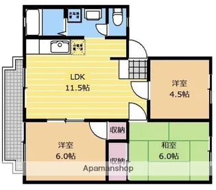 ファミリーハイツカワイB【202号室】の間取り