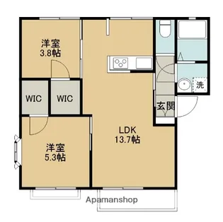 神奈川県相模原市中央区中央5丁目【アパート】の間取り
