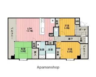 クイーンシティ淵野辺【3階】の間取り