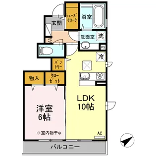 ヒルサイド・コゼット ヒルサイド【1階】の間取り