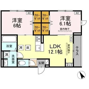 ドムスクレスト森野【1階】の間取り
