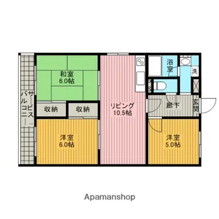 神奈川県相模原市中央区相模原5丁目【マンション】の間取り