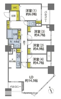 THE HASHIMOTO TOWER【17階】の間取り