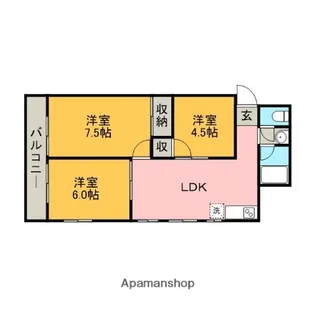 山水ハイム橋本第一【3FB号室】の間取り