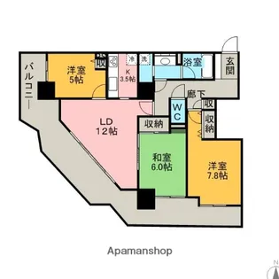グラントーレ橋本【21階】の間取り