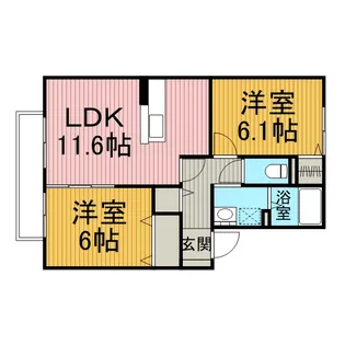 相原ヒルズ もも【211号室】の間取り