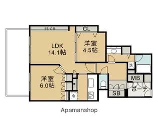 オラリオンサイト三番館【1605号室】の間取り