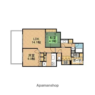 オラリオンサイト三番館【1905号室】の間取り