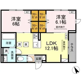 ドムスクレスト森野【1階】の間取り