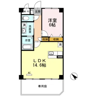 ジ・エレガンス城山【1階】の間取り