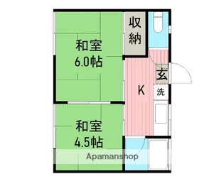 ハイツ三愛(さんあい)【2階】の間取り