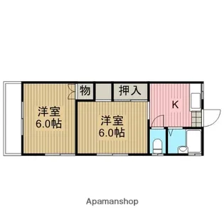 北里サイドハイツ2【1階】の間取り