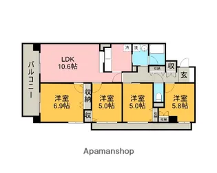 神奈川県相模原市南区東林間5丁目【マンション】の間取り