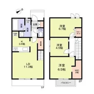 神奈川県大和市深見台2丁目【テラスハウス】の間取り