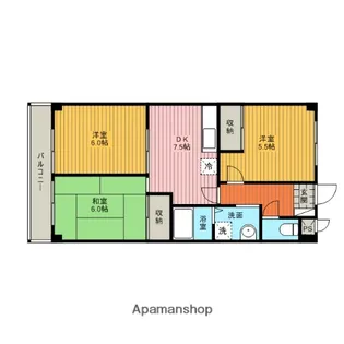 グリーンヒルホソヤ【3階】の間取り