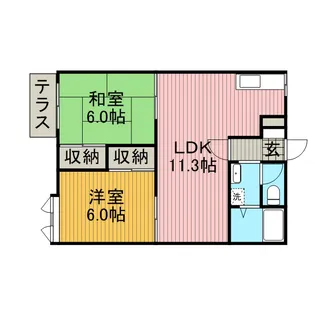 シャトーフロントナック【1階】の間取り