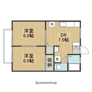 サンシティ清水【2B号室】の間取り