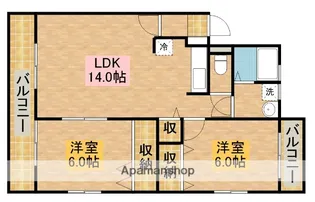 ツインアスカマンション【1階】の間取り